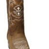 A pair of MEN’S RODEO COWBOY BOOTS GENUINE LEATHER WESTERN SQUARE TOE BOTAS-CARR 380 with a white design.