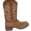 A brown MEN’S RODEO COWBOY BOOT GENUINE LEATHER WESTERN SQUARE TOE BOTAS-CARR 380 with an embroidered design.