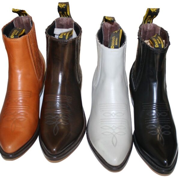 Men's genuine leather western style cowboy slip on boots~ brand new in black, brown, and white.
