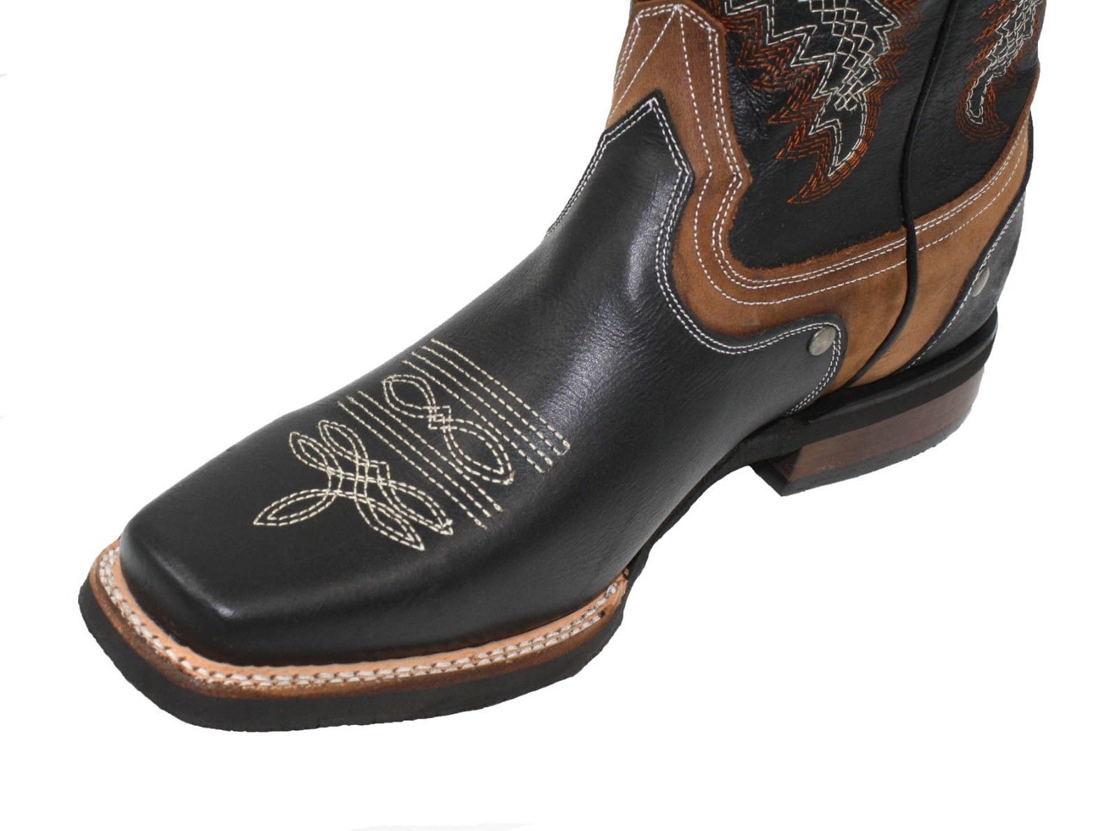 MEN'S RODEO COWBOY BOOTS GENUINE LEATHER WESTERN SQUARE TOE BOTAS-CARR 121