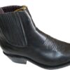 A pair of MEN'S GENUINE LEATHER WESTERN STYLE COWBOY SLIP ON BOOTS~ BRAND NEW with a zipper on the side.