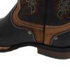 A MEN'S RODEO COWBOY BOOT GENUINE LEATHER WESTERN SQUARE TOE BOOT-940 with brown and tan detailing.