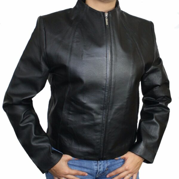 Lightweight Black Zip Up Genuine Napa Leather Two Pockets Jacket