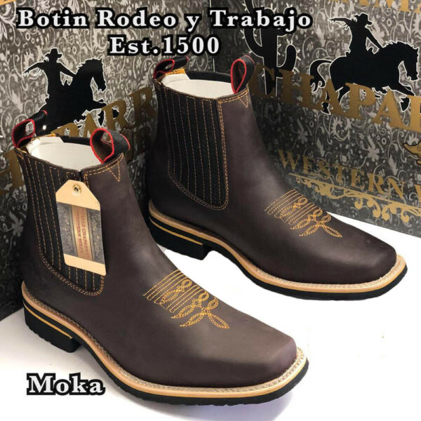 MENS RODEO COWBOY BOOTS GENUINE LEATHER WESTERN SQUARE TOE BOTA
