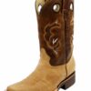 A tan and brown Men's Cowboy Genuine Rodeo Leather Boot Style DB-250.