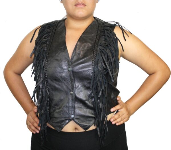 Women Genuine Soft Lamb Leather Fringes Nice Fitted Vest