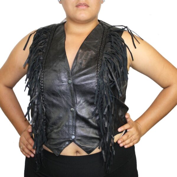 Women Genuine Soft Lamb Leather Fringes Nice Fitted Vest
