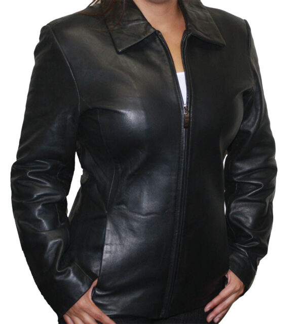 women's genuine leather jacket black