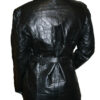 The back view of a Women Black Genuine Patch Leather Jacket a Classic Form Flattering design.