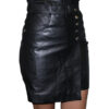 A woman wearing a Womens Genuine Lamb Leather Skort.