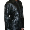 A Women Black Genuine Patch Leather Jacket a Classic Form Flattering design~~ wearing a black leather jacket.