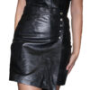 A woman wearing a Womens Genuine Lamb Leather Skort (skirt/short).