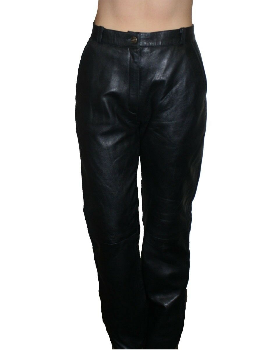 Women Premium Genuine Soft Lamb Leather Two Side Pockets Fashion Pants ...
