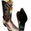 A pair of Genuine Ostrich Leg Western Cowboy Natural Color Boot By Los Altos EE 990549 with crocodile skin.