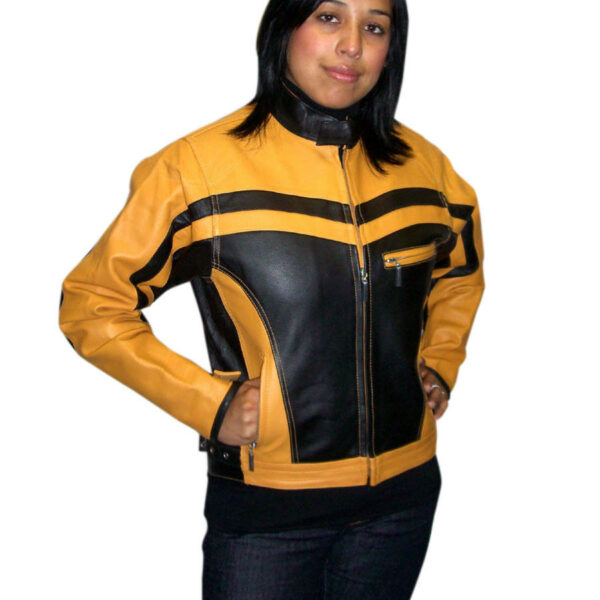 Women's soft genuine leather zipper closure fashion jacket