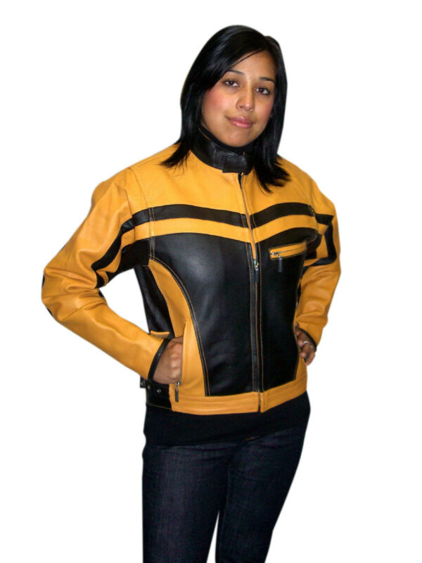 Women's soft genuine leather zipper closure fashion jacket