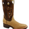 A Men's Cowboy Genuine Rodeo Leather Boot Style DB-250 in tan and brown on a white background.