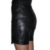 The back view of a woman wearing Womens Genuine Lamb Leather Skort (skirt/short).