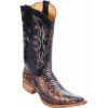 A pair of python skin cowboy boots.