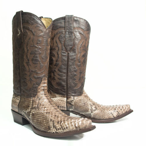 Los Altos Brown Genuine Python skin cowboy Boots