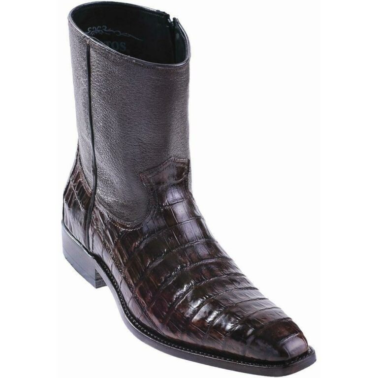 Los Altos Brown Genuine Crocodile Ankle Boots
