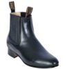 Los Altos Mens Charro Botin Short Ankle Genuine Deer Leather Boots are the men's black leather Chelsea boots.
