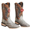 Cowhide Coco Belly Print Leather Square Toe Boots