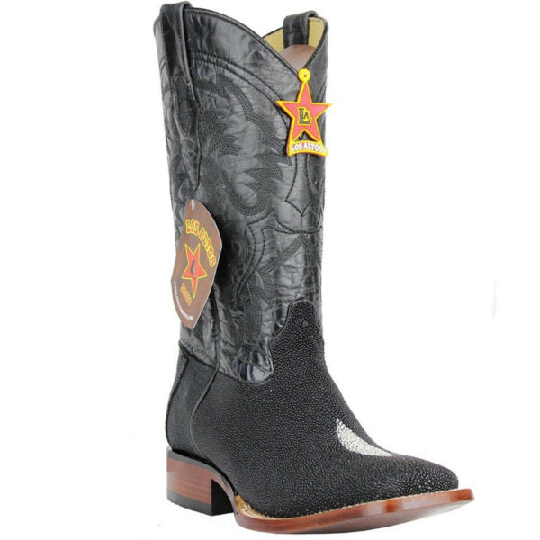 Stingray Leather Boots Single Stone Black