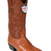 A pair of WILD WEST COGNAC GENUINE CROCODILE WESTERN COWBOY BOOT J-TOE (EE) men's cowboy boots.