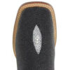 A pair of Mens Los Altos Square Toe Genuine Stingray Leather Boots Single Stone Black with a silver stud.
