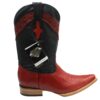A pair of Men's White Diamond Ostrich Leg 3X Toe Red Boots Handcrafted.