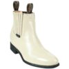 A men's Wild West Botin Charro Short Ankle Boots Handcrafted white leather chelsea boot.
