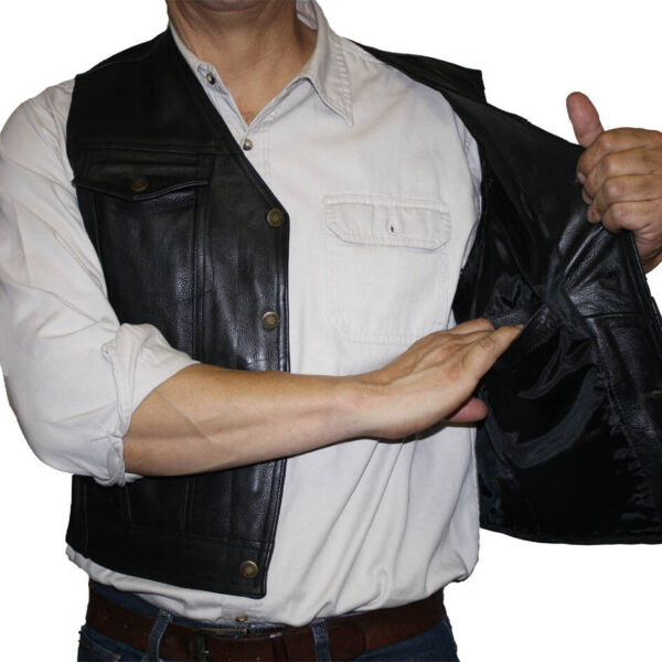 Men's Top Grain Gladiator Vest Motorcycle Club Style Black Leather Waistcoat UK 