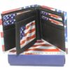 A Men's Wallet USA Flag, Bi fold Synthetic Leather Card Holder with an American flag on it.