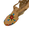 A pair of Women Genuine Leather Espadrille Wedges Mexican Sandals with Flower Embroidery.