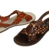 A pair of Women's Genuine Soft Leather Ladies Mexican Sandals Style 35143 with braided straps.