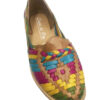A pair of Ladies Genuine Authentic Mexican Leather Closed Toe Sandal Multi colors with colorful woven designs.