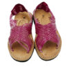 A pair of Ladies Genuine Authentic Soft Leather Mexican Sandal Style Silvia - Pink with braided straps.
