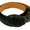 A Genuine Crocodile Skin Leather Exotic Western Cowboy Belt with Removable Buckle on a white background.
