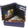 A Men's Wallet USA Flag, Bi fold Synthetic Leather Card Holder with an eagle on it.