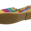A pair of Ladies Genuine Authentic Mexican Leather Closed Toe Sandal Multi colors with multi - colored straps.