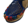 A women's Women Genuine Leather Espadrille Wedges Mexican Blue Color Sandals CR1116 with a colorful pattern.