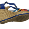 A pair of Women Genuine Leather Espadrille Wedges Mexican Blue Color Sandals CR1116 with a woven strap.