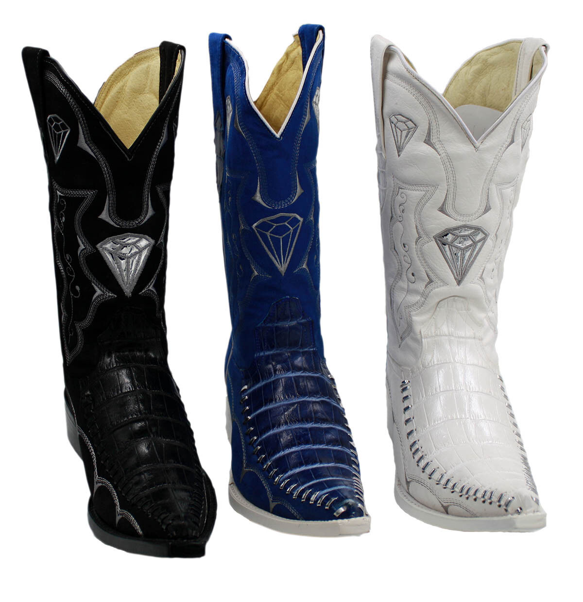 Mens Cowboy Boots Made of Leather Crocodile Print 3x Style-WD1342