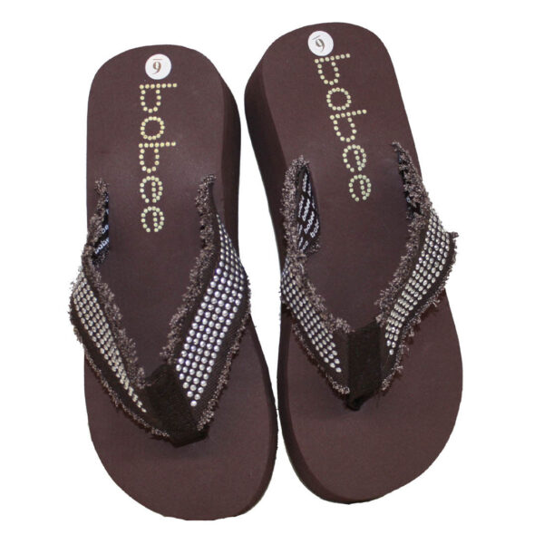 Sandal Platforms Wedges Beach Flip Flops Studded Straps with Stone