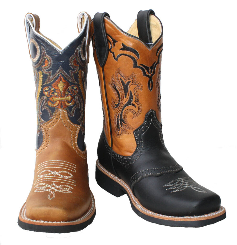 Children cowboy Boots Leather Square Toe Rodeo Boys