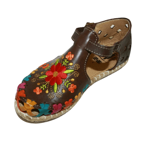 Women's SANDALS Mexican Huaraches CHECKERED FLORAL #08