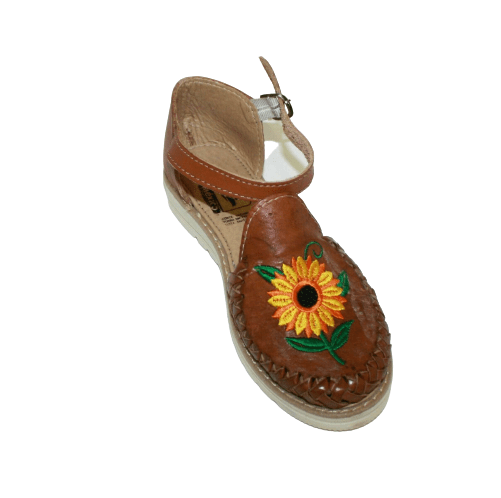 Details about  / Women Genuine Leather  Wedges Mexican Sandals with Flower Embroidery CR278