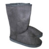 A pair of black Winter Boots Women Micro suede Flat Slouch, Flat Heel Comfortable Slouch W910 on a white background.