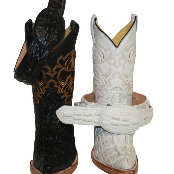Kids Western Cowboy Boots Crocodile Pint Leather